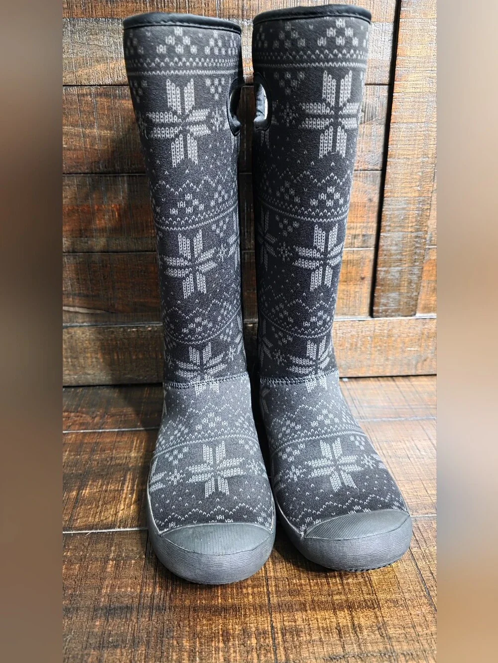 Bogs Summit Sweater Knit Black Pull On Neo-Tech Waterproof Nordic Boots Womens 7